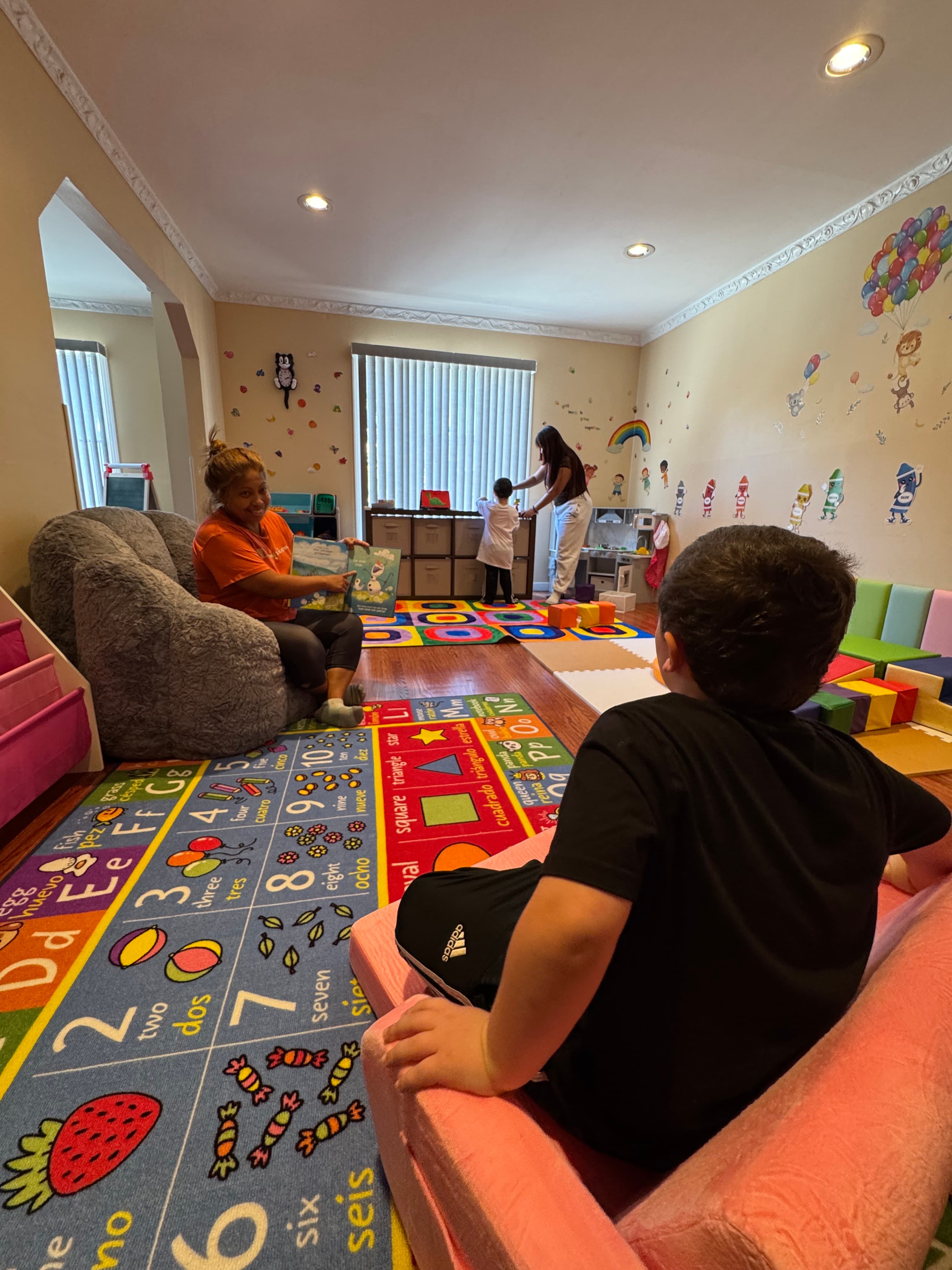 Children using art easels